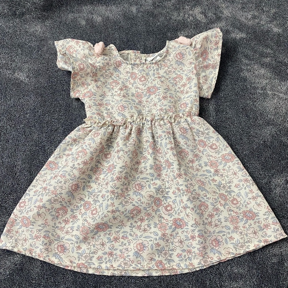 Nicole Miller Floral Kids Dress with Pink and Cream Accents